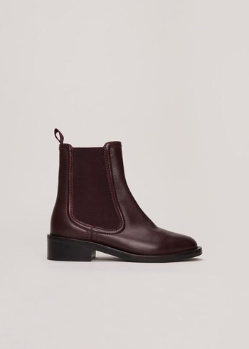 Phase Eight Leather Boots Burgundy Australia | EO9048731